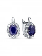 Серьги С4350382 2 Сапфир Овал 5 U/2, 16 Топаз белый круг 0,36
