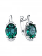 Серьги С4350407-1 2 Празиолит Овал 4,2, 16 фианит круг 0,016