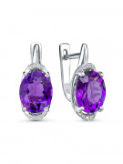 Серьги С4350407 2 Аметист Африка Овал 5,065, 16 фианит круг 0,016