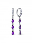 Серьги С4350443 6 Аметист Африка Груша 1,02, 10 фианит круг 0,1